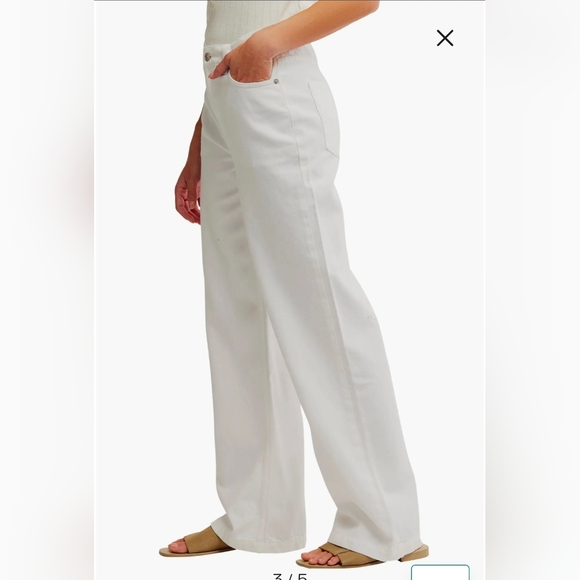 Free People Stride High Waist Wide Leg Jeans White Coton Pants - Picture 4 of 11